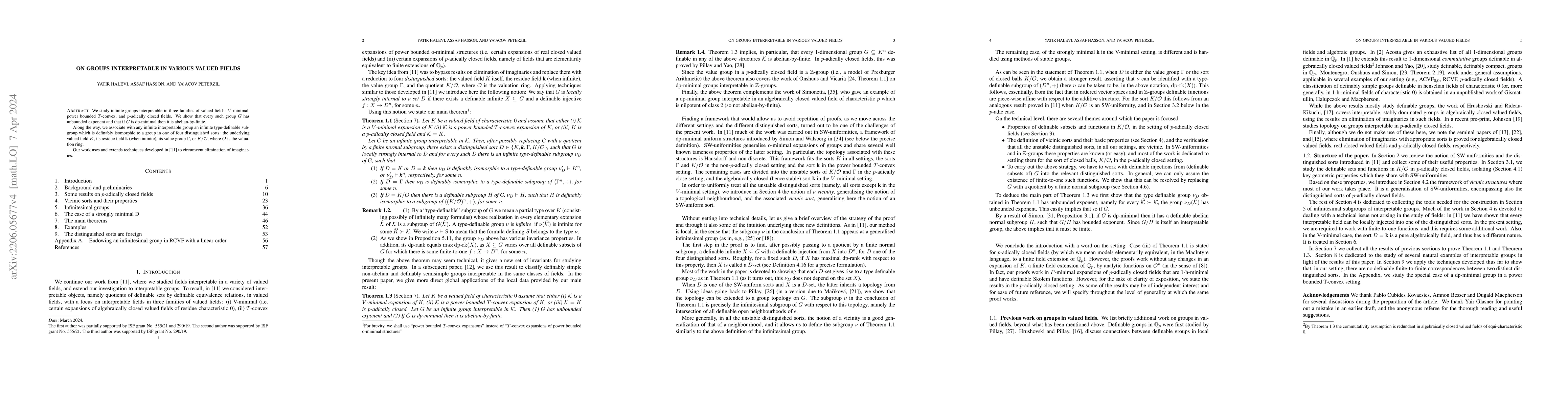 Thumbnail for On groups interpretable in various valued fields