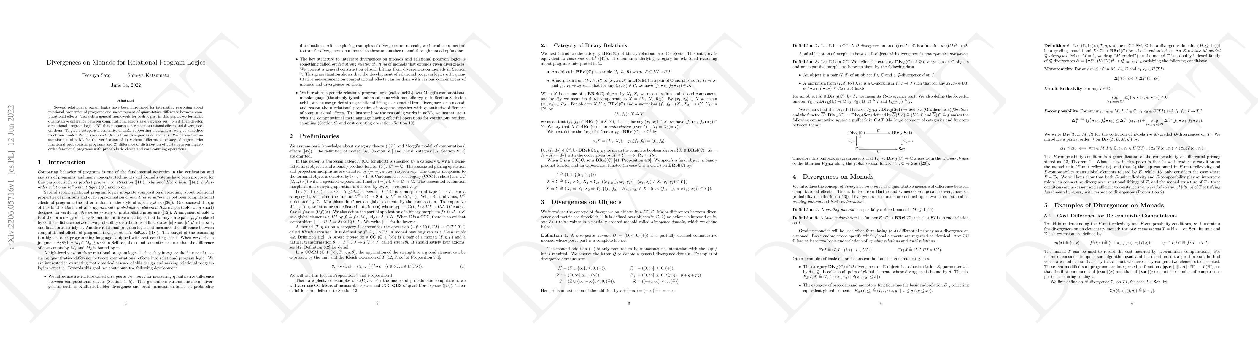 Thumbnail for Divergences on Monads for Relational Program Logics
