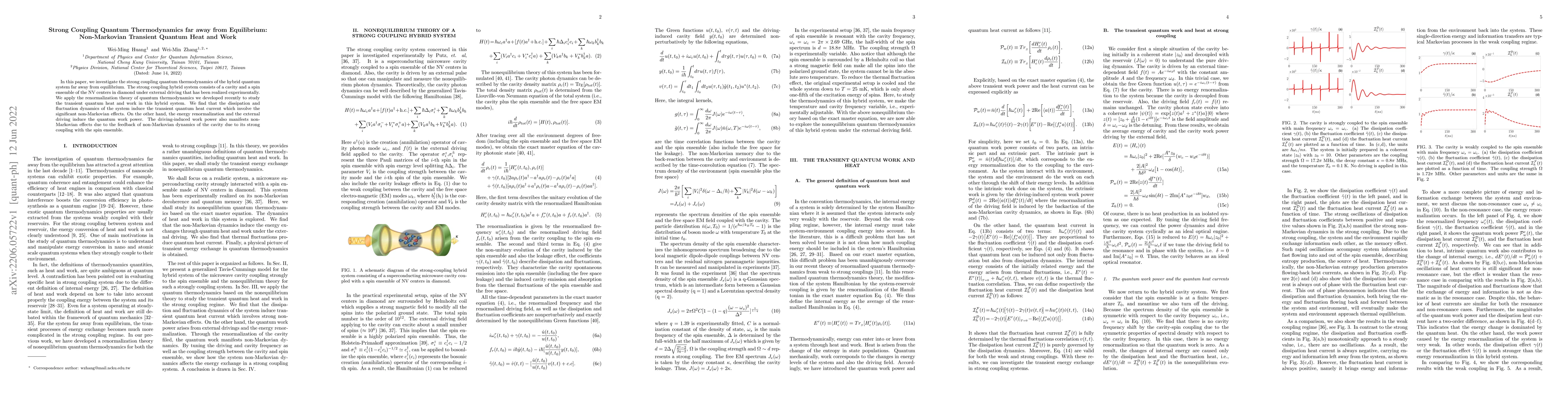 Thumbnail for Strong Coupling Quantum Thermodynamics far away from Equilibrium:
  Non-Markovian Transient Quantum Heat and Work