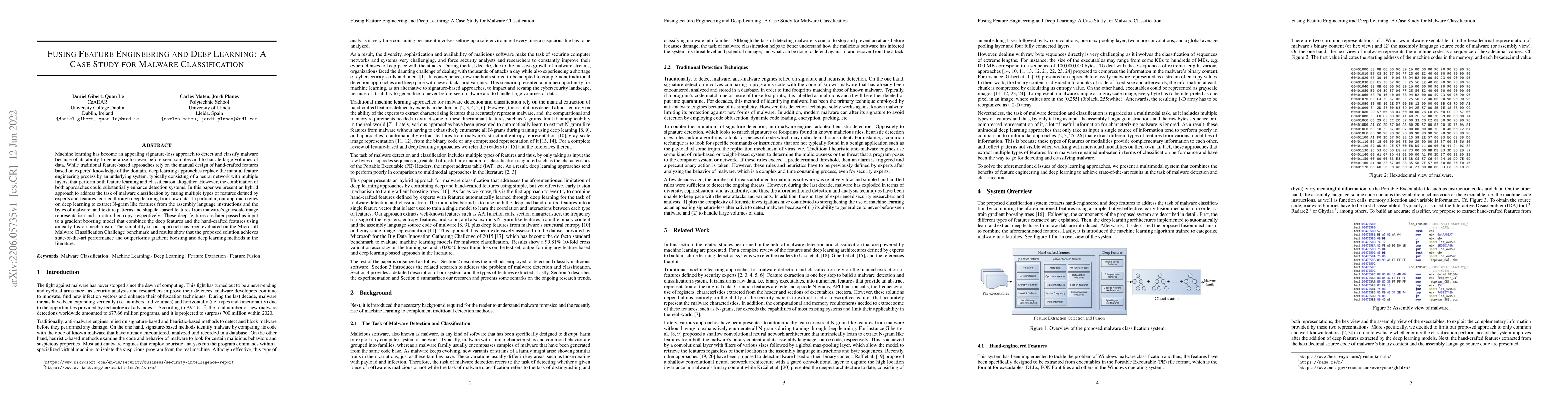 Thumbnail for Fusing Feature Engineering and Deep Learning: A Case Study for Malware
  Classification