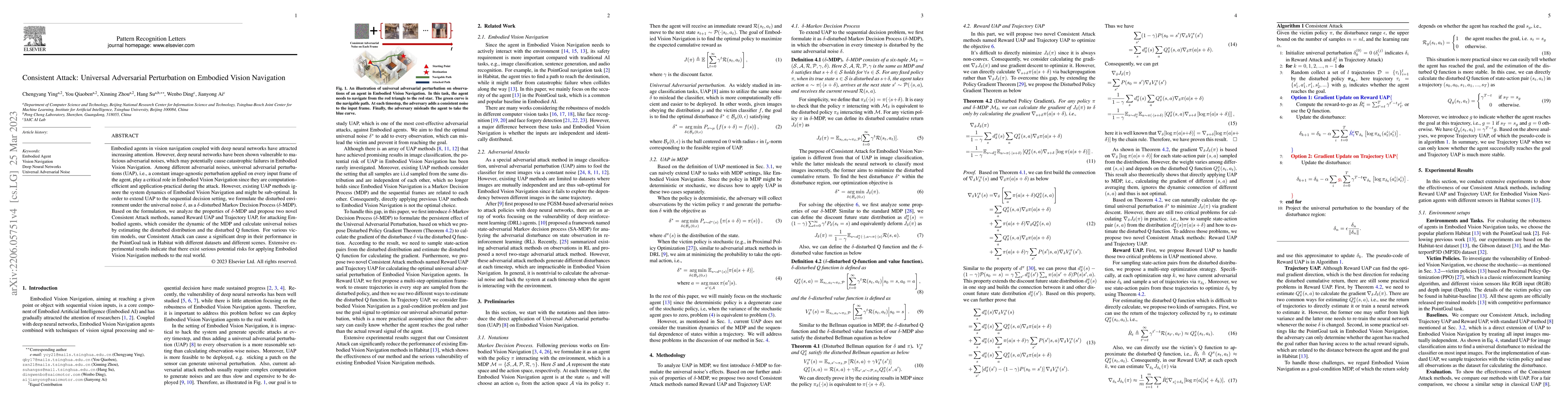 Thumbnail for Consistent Attack: Universal Adversarial Perturbation on Embodied Vision
  Navigation