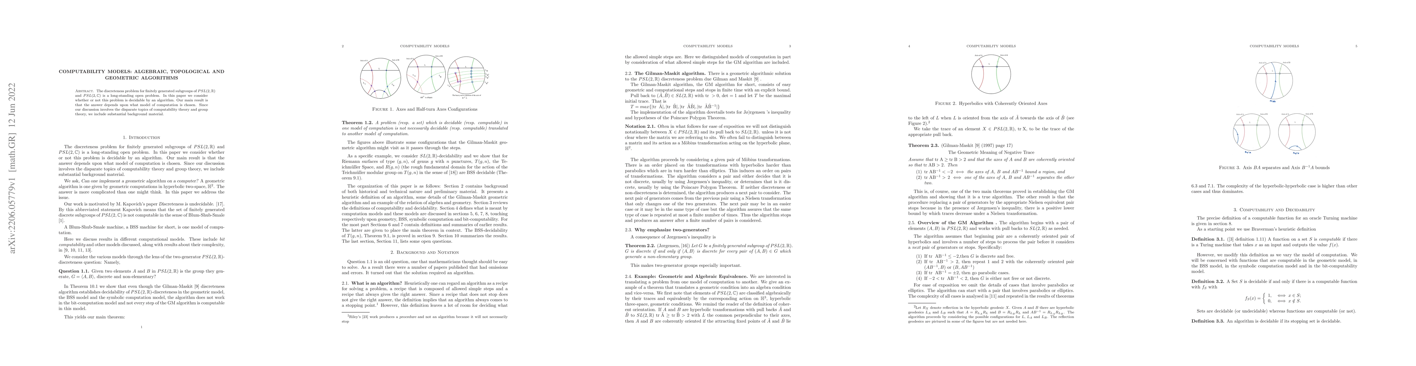 Thumbnail for Computability Models: Algebraic, Topological and Geometric Algorithms