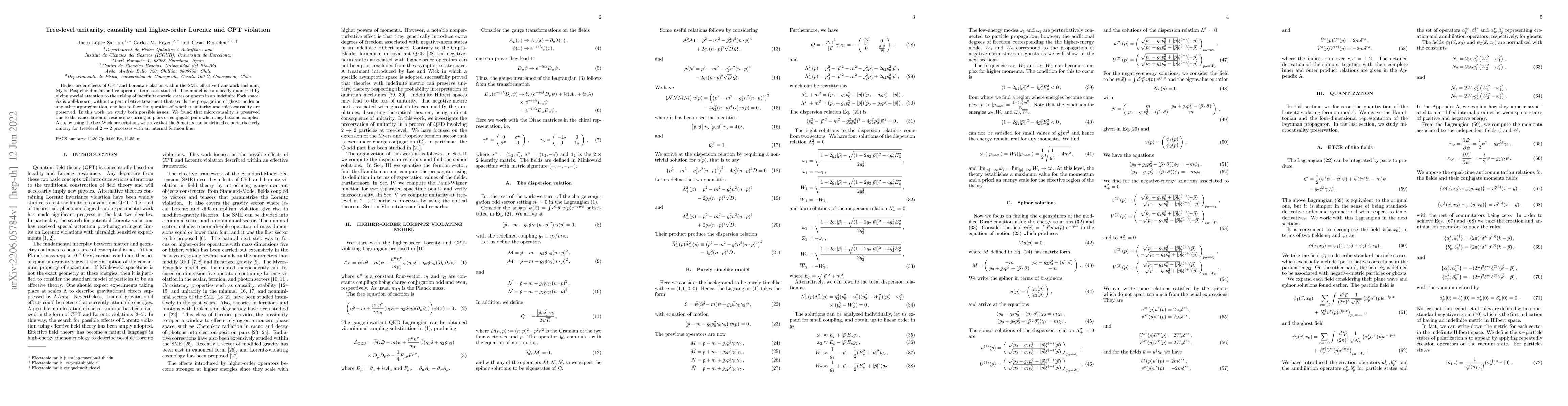 Thumbnail for Tree-level unitarity, causality and higher-order Lorentz and CPT
  violation