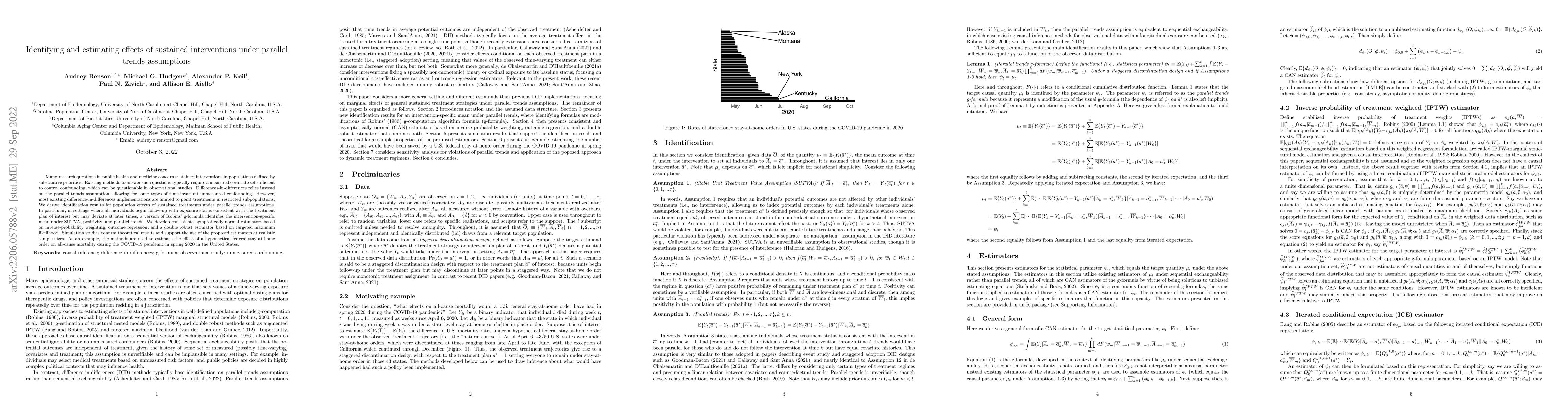 Thumbnail for Identifying and estimating effects of sustained interventions under
  parallel trends assumptions