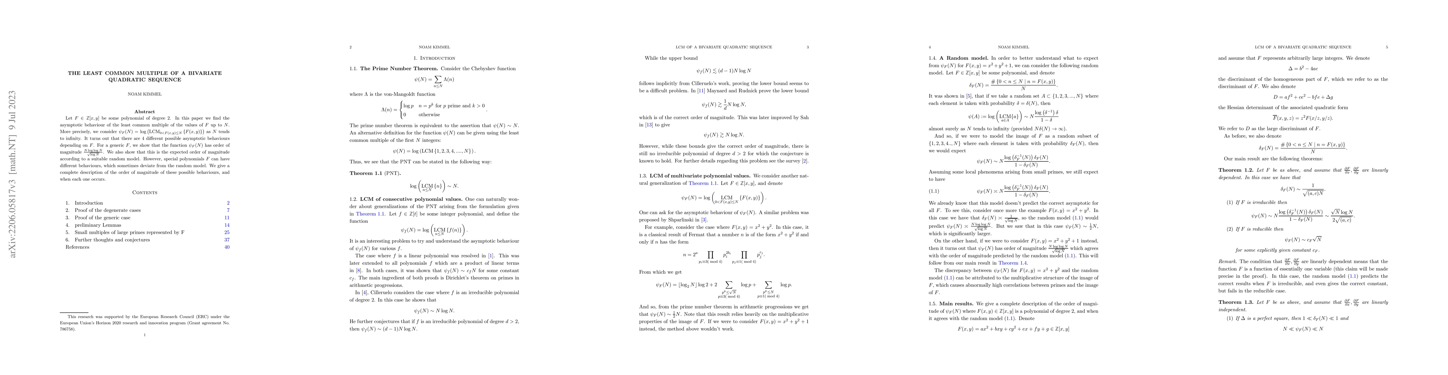 Thumbnail for The Least Common Multiple of a Bivariate Quadratic Sequence