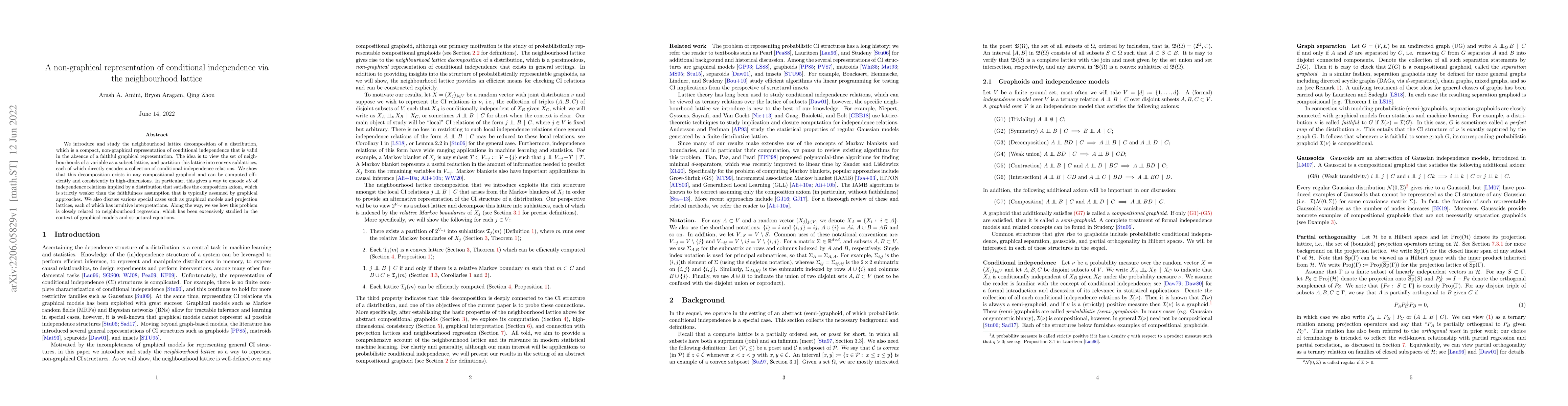Thumbnail for A non-graphical representation of conditional independence via the
  neighbourhood lattice