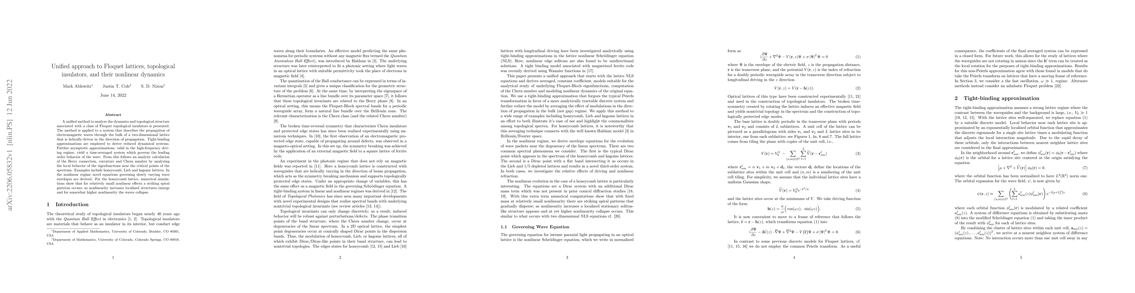 Thumbnail for Unified approach to Floquet lattices, topological insulators, and their
  nonlinear dynamics