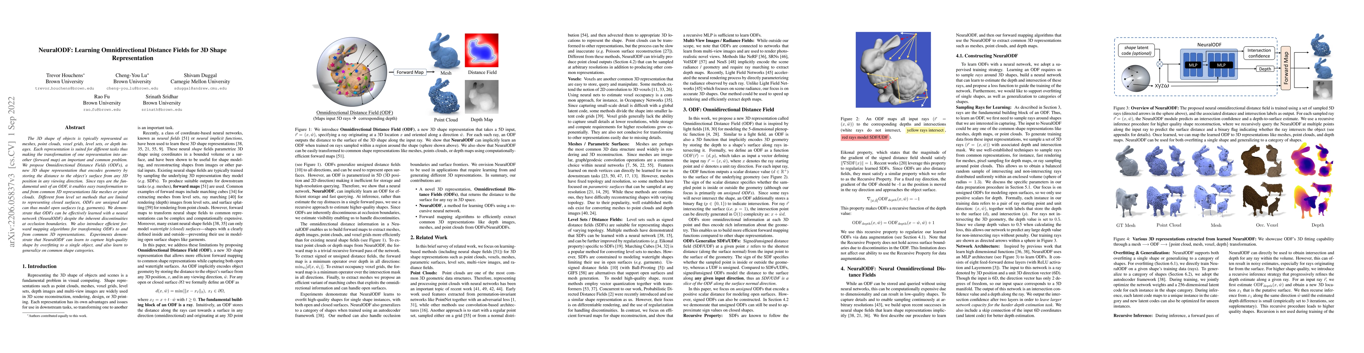 Thumbnail for NeuralODF: Learning Omnidirectional Distance Fields for 3D Shape
  Representation