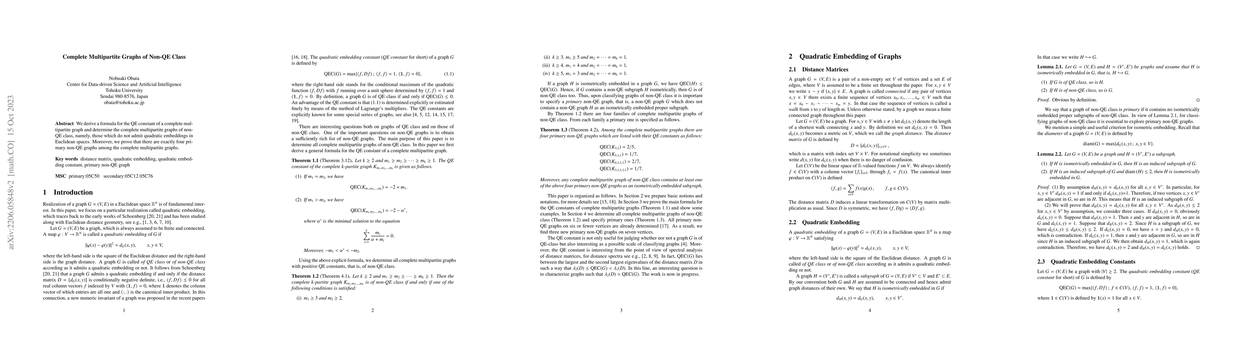 Thumbnail for Complete Multipartite Graphs of Non-QE Class