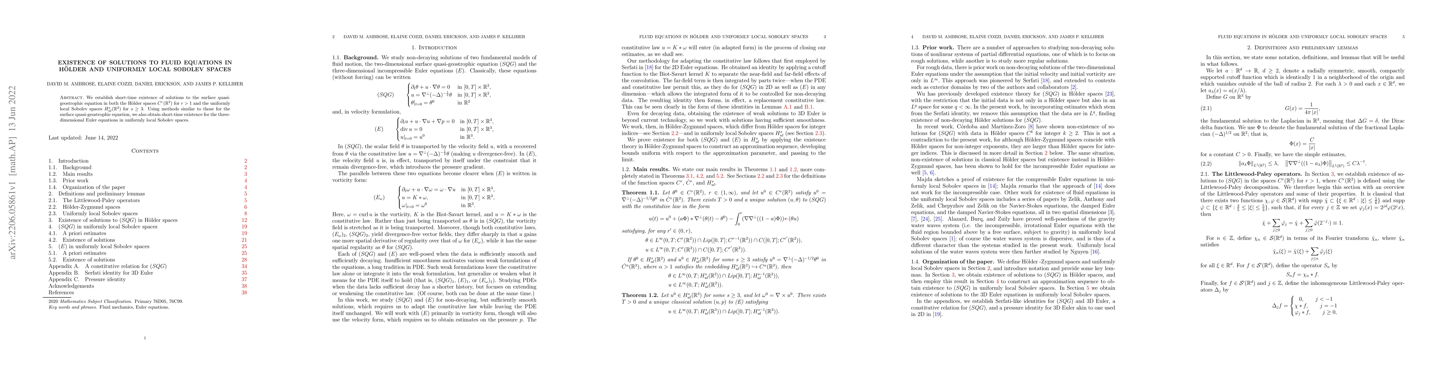 Thumbnail for Existence of Solutions to Fluid Equations in H\"{o}lder and Uniformly
  Local Sobolev Spaces