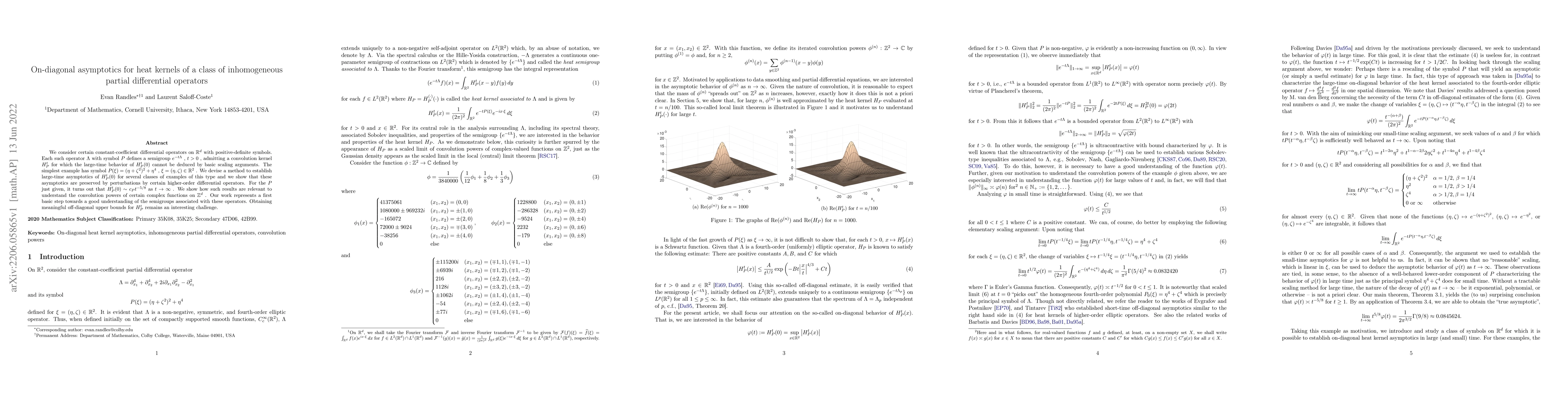 Thumbnail for On-diagonal asymptotics for heat kernels of a class of inhomogeneous
  partial differential operators