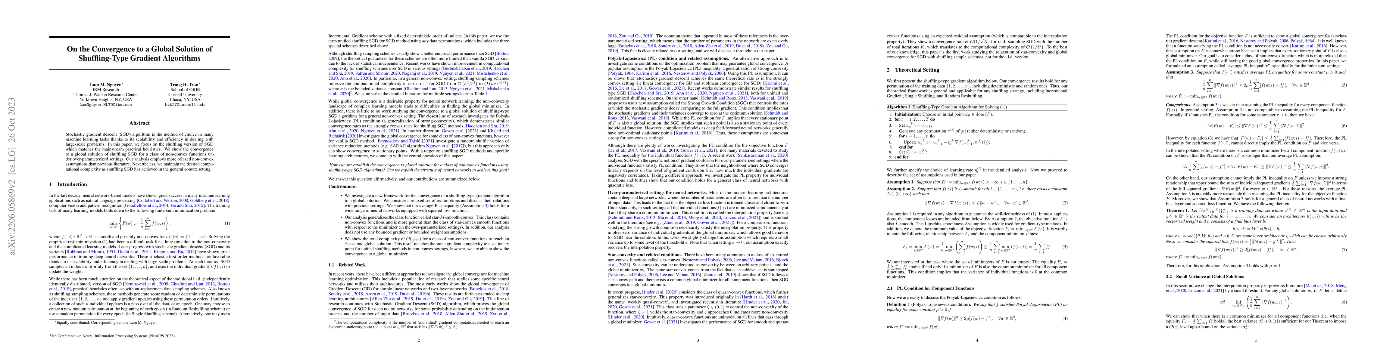 Thumbnail for On the Convergence to a Global Solution of Shuffling-Type Gradient
  Algorithms