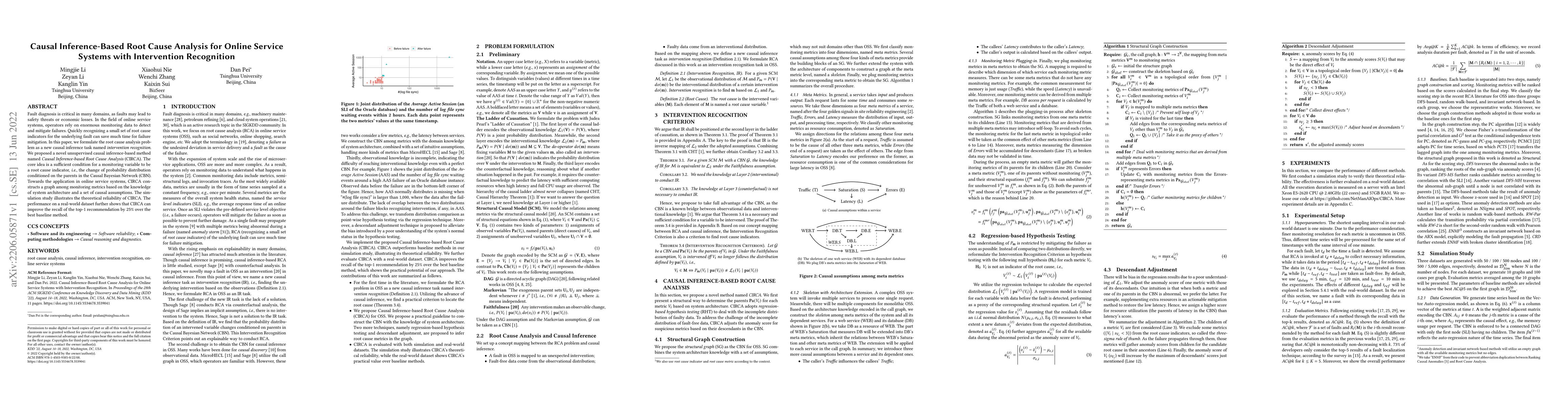 Thumbnail for Causal Inference-Based Root Cause Analysis for Online Service Systems
  with Intervention Recognition