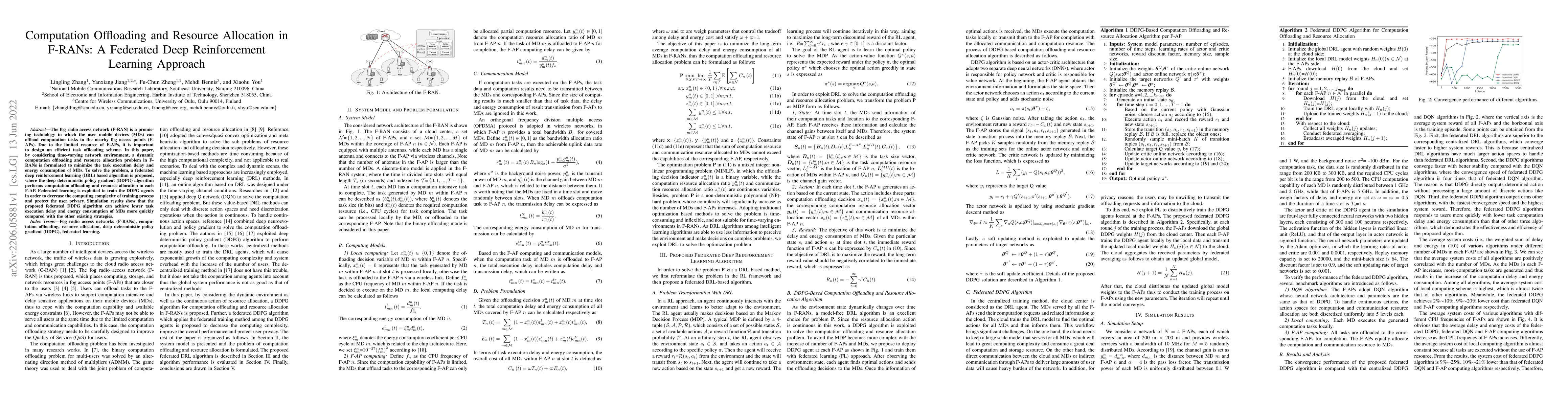 Thumbnail for Computation Offloading and Resource Allocation in F-RANs: A Federated
  Deep Reinforcement Learning Approach