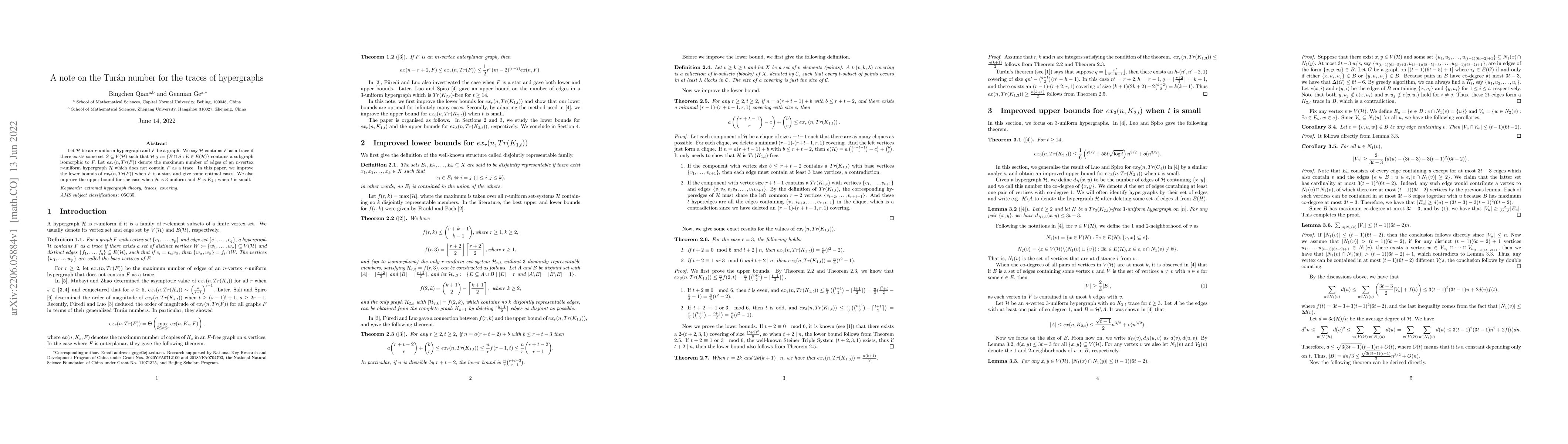 Thumbnail for A note on the Tur\'an number for the traces of hypergraphs