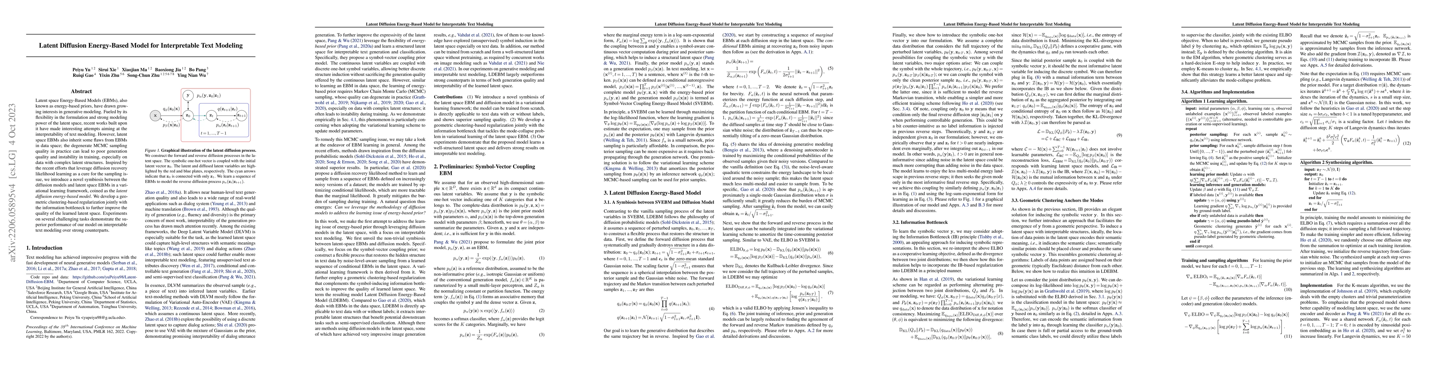 Thumbnail for Latent Diffusion Energy-Based Model for Interpretable Text Modeling