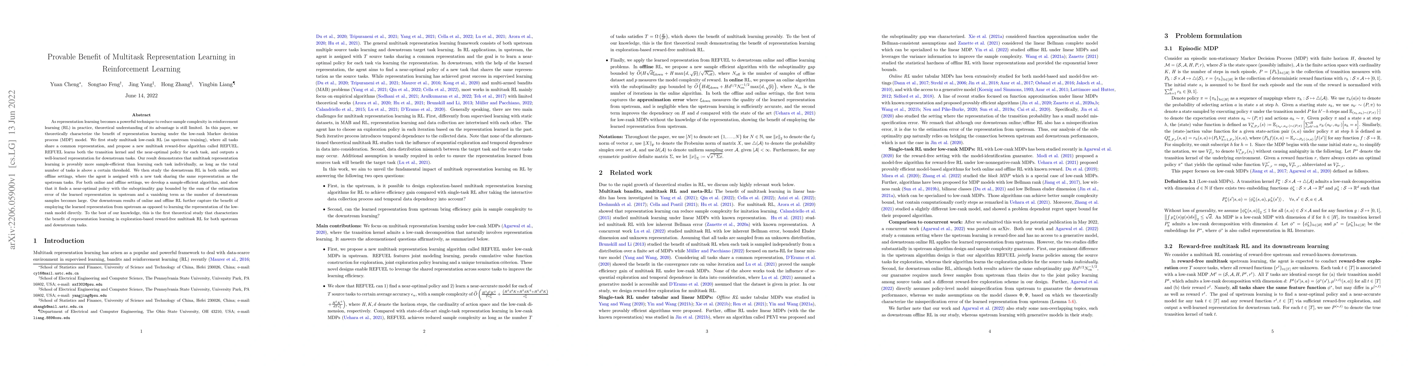 Thumbnail for Provable Benefit of Multitask Representation Learning in Reinforcement
  Learning