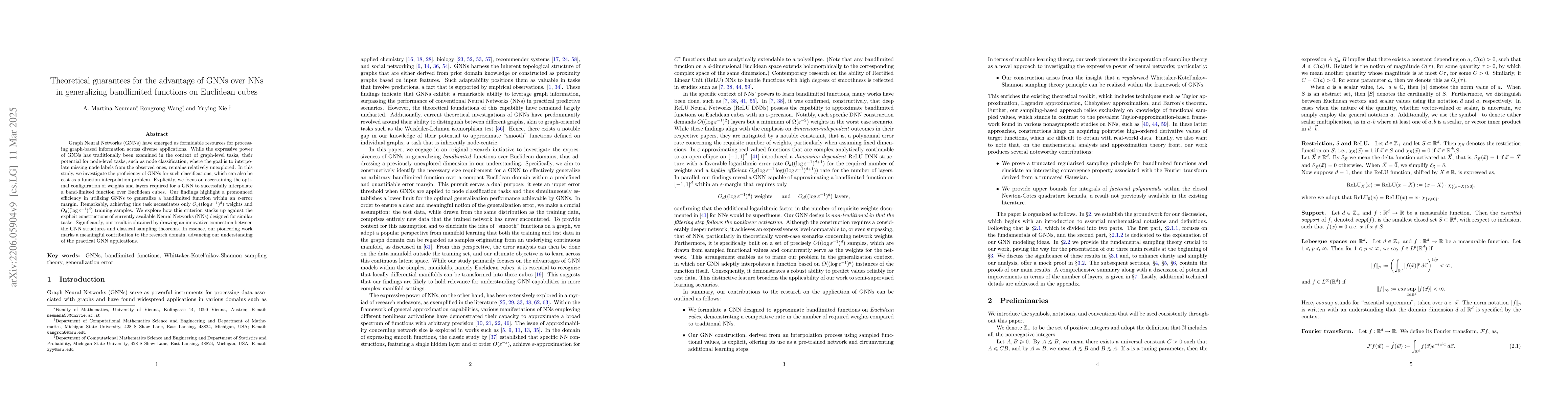 Thumbnail for Superiority of GNN over NN in generalizing bandlimited functions