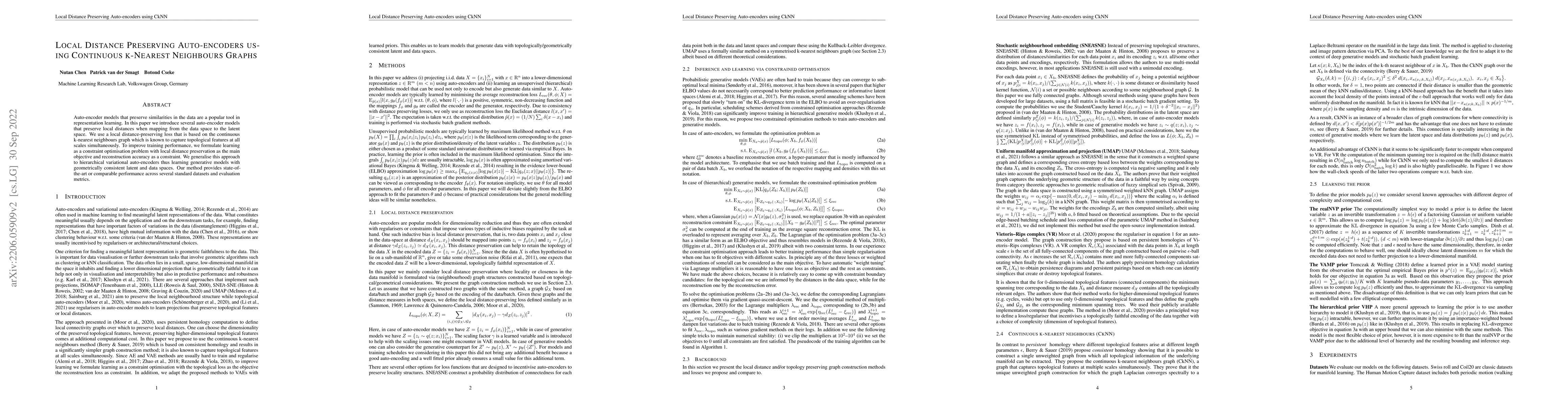 Thumbnail for Local Distance Preserving Auto-encoders using Continuous k-Nearest
  Neighbours Graphs