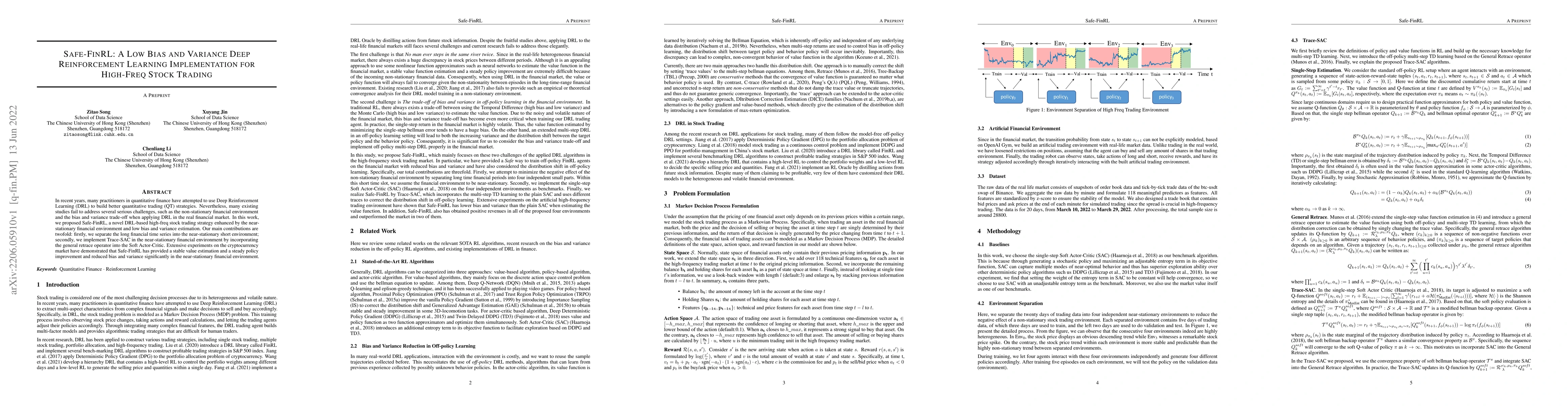 Thumbnail for Safe-FinRL: A Low Bias and Variance Deep Reinforcement Learning
  Implementation for High-Freq Stock Trading