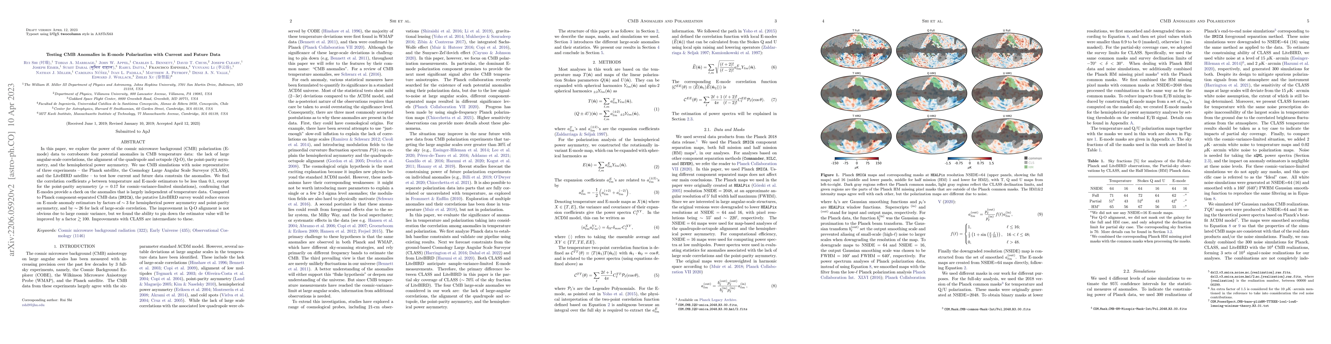Thumbnail for Testing CMB Anomalies in E-mode Polarization with Current and Future
  Data