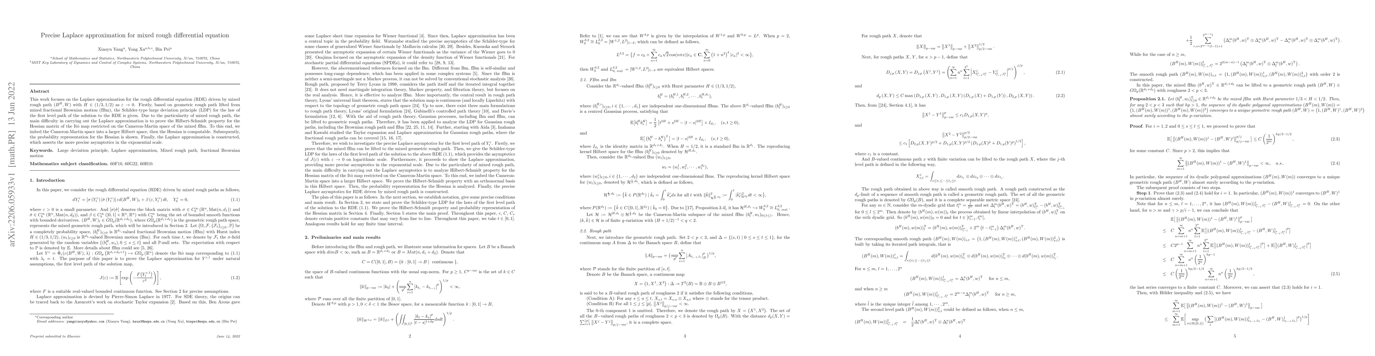 Thumbnail for Precise Laplace approximation for mixed rough differential equation