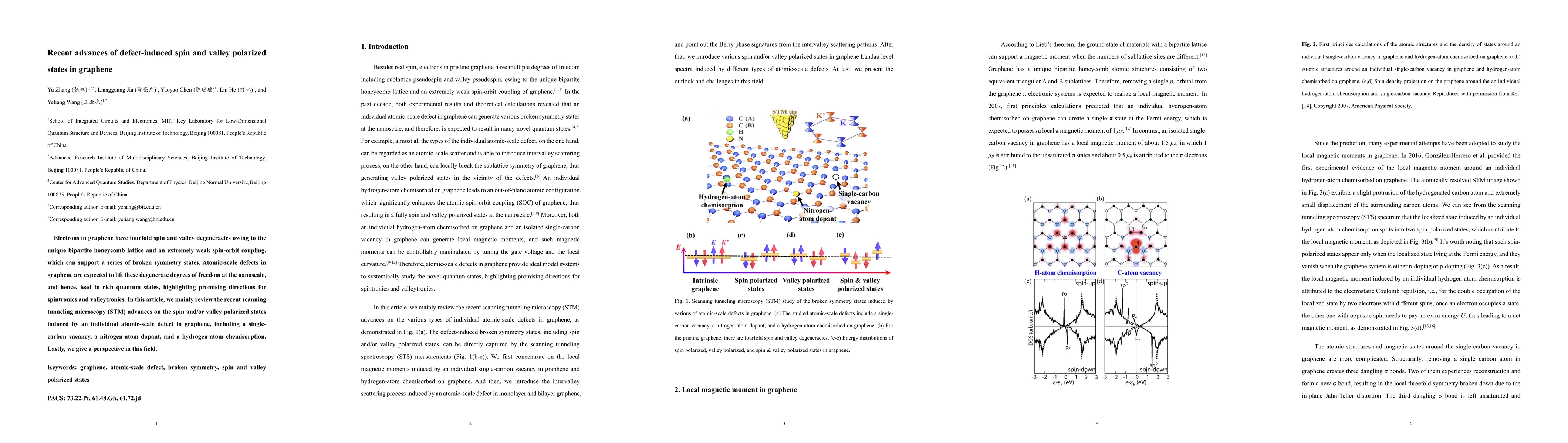 Thumbnail for Recent advances of defect-induced spin and valley polarized states in
  graphene