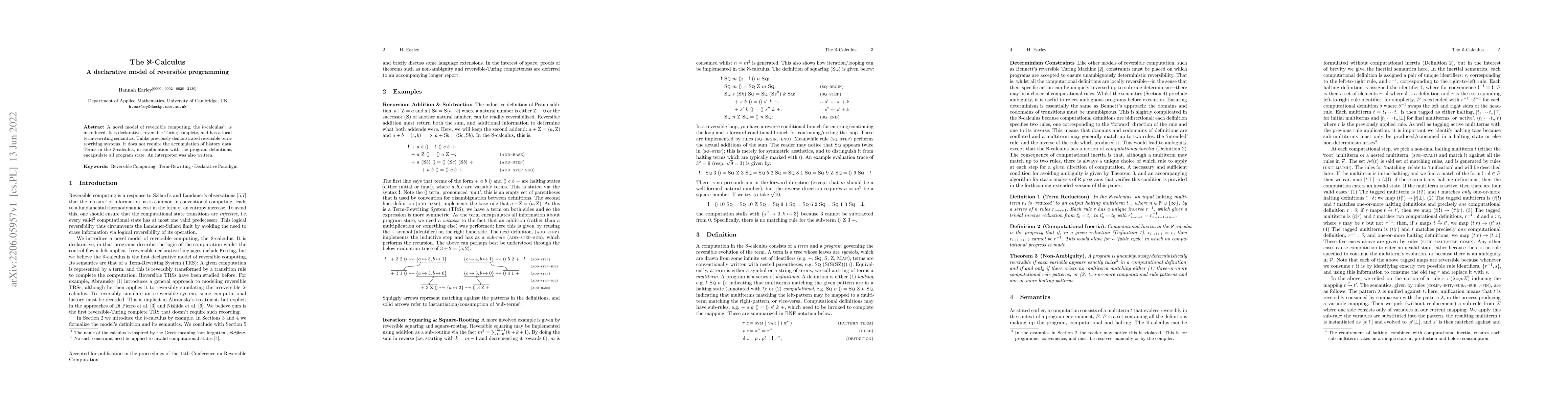 Thumbnail for The $\aleph$-Calculus: A declarative model of reversible programming