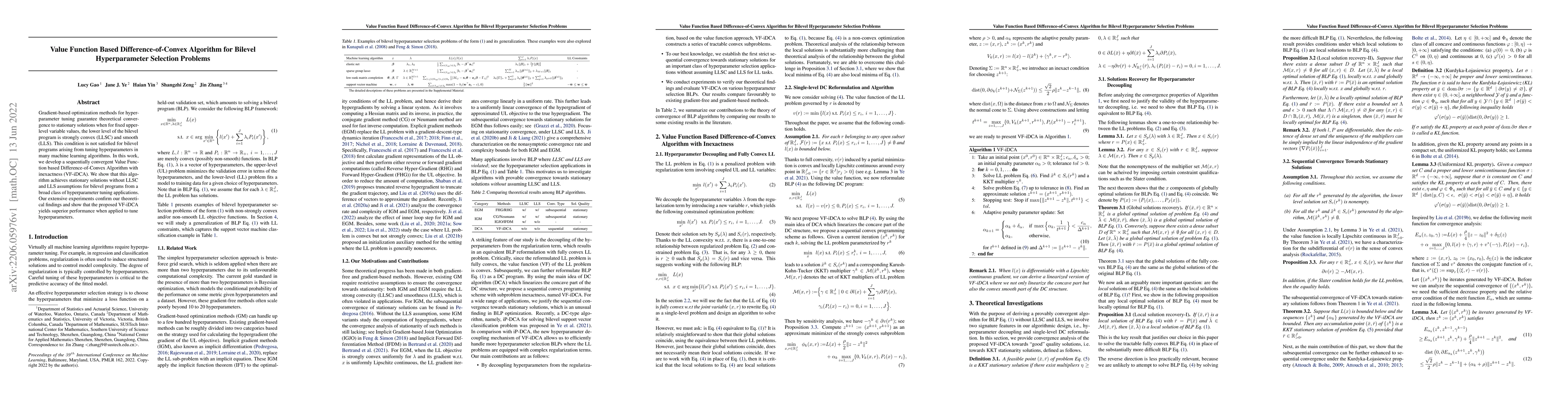 Thumbnail for Value Function Based Difference-of-Convex Algorithm for Bilevel
  Hyperparameter Selection Problems