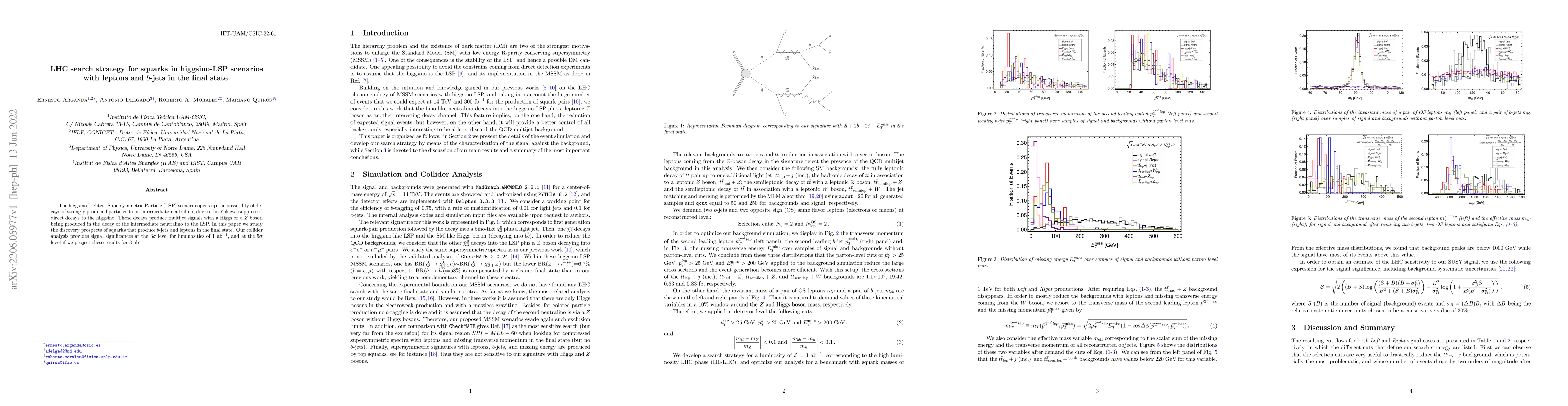 Thumbnail for LHC search strategy for squarks in higgsino-LSP scenarios with leptons
  and $b$-jets in the final state