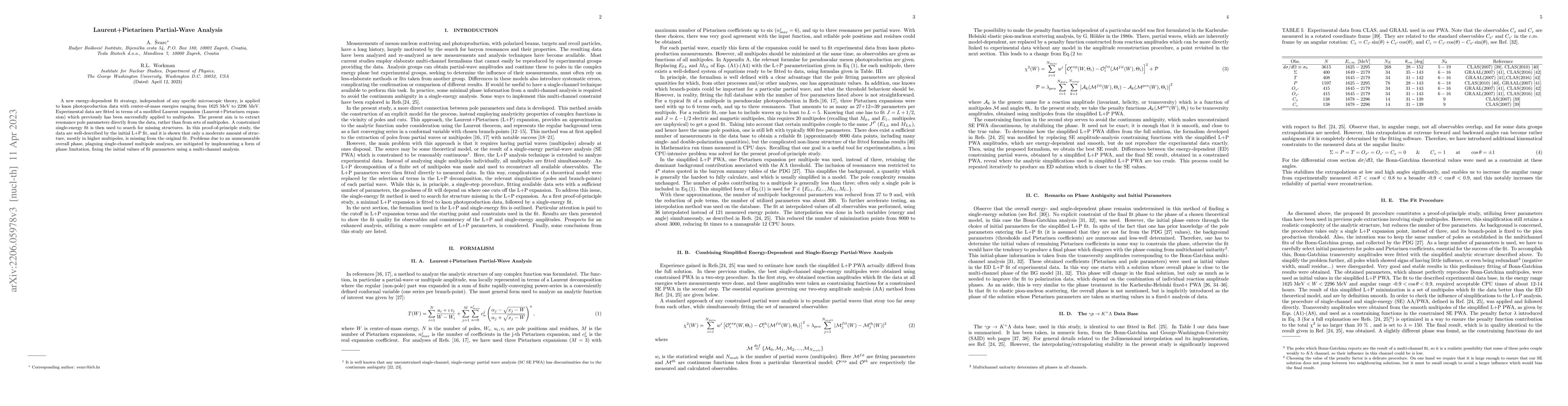 Thumbnail for Laurent+Pietarinen Partial Wave Analysis