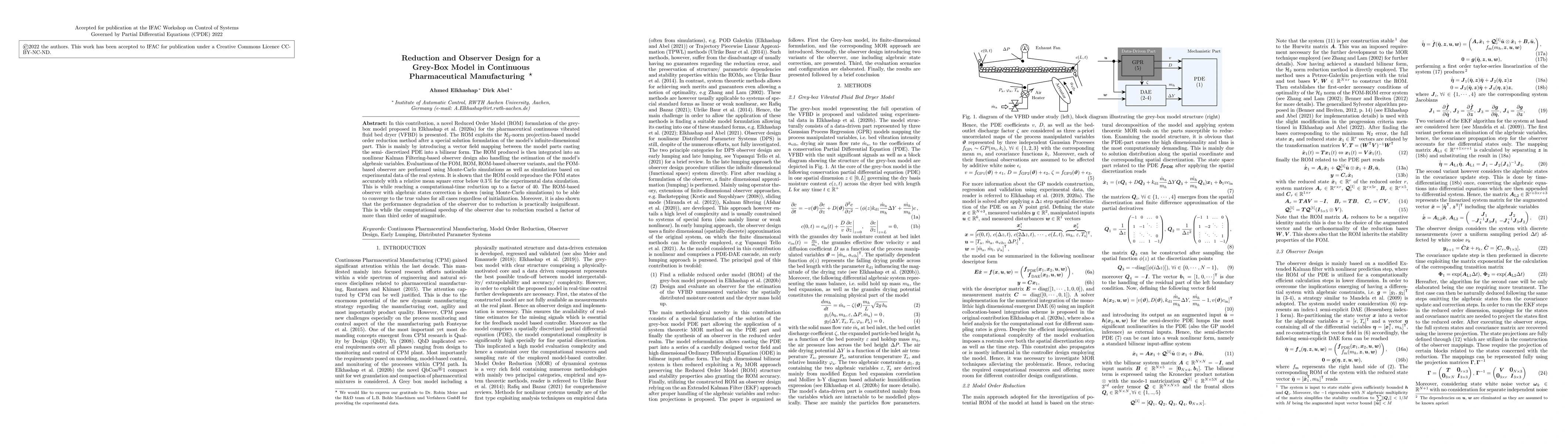 Thumbnail for Reduction and Observer Design for a Grey-Box Model in Continuous
  Pharmaceutical Manufacturing