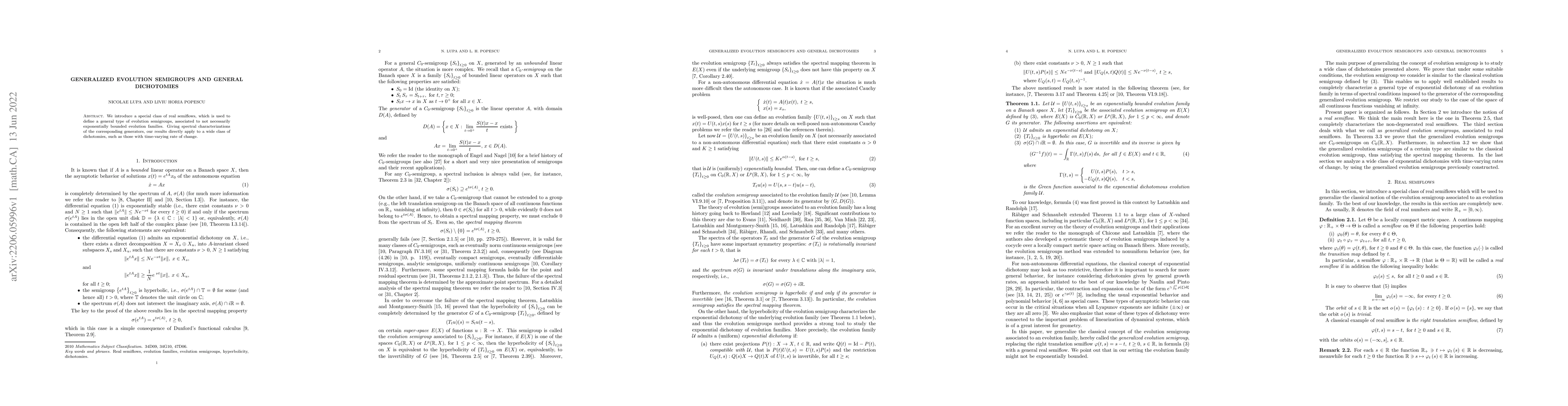 Thumbnail for Generalized evolution semigroups and general dichotomies