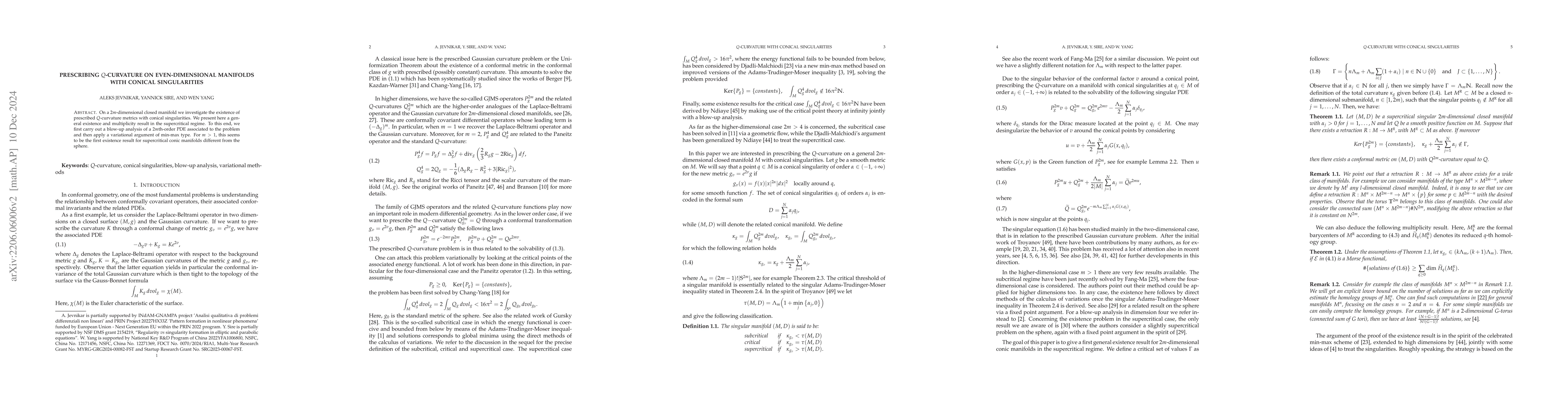 Thumbnail for Prescribing $Q$-curvature on even-dimensional manifolds with conical
  singularities