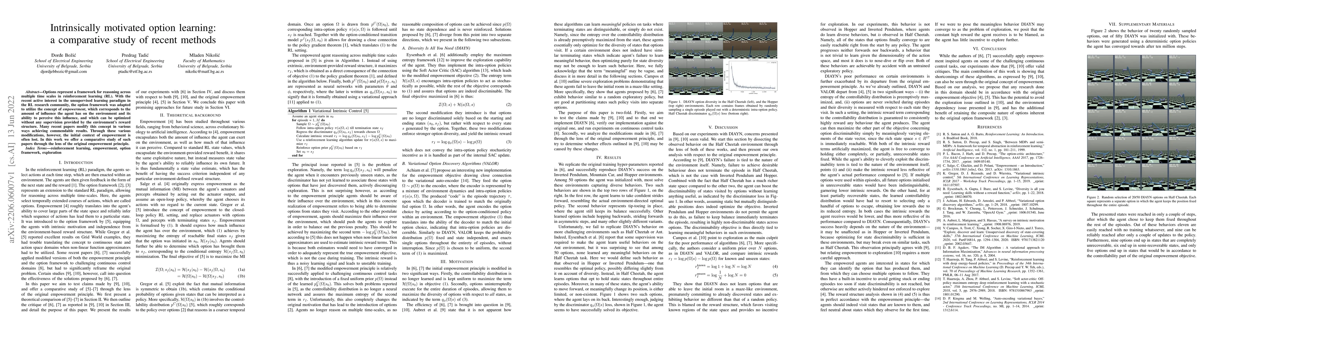Thumbnail for Intrinsically motivated option learning: a comparative study of recent
  methods
