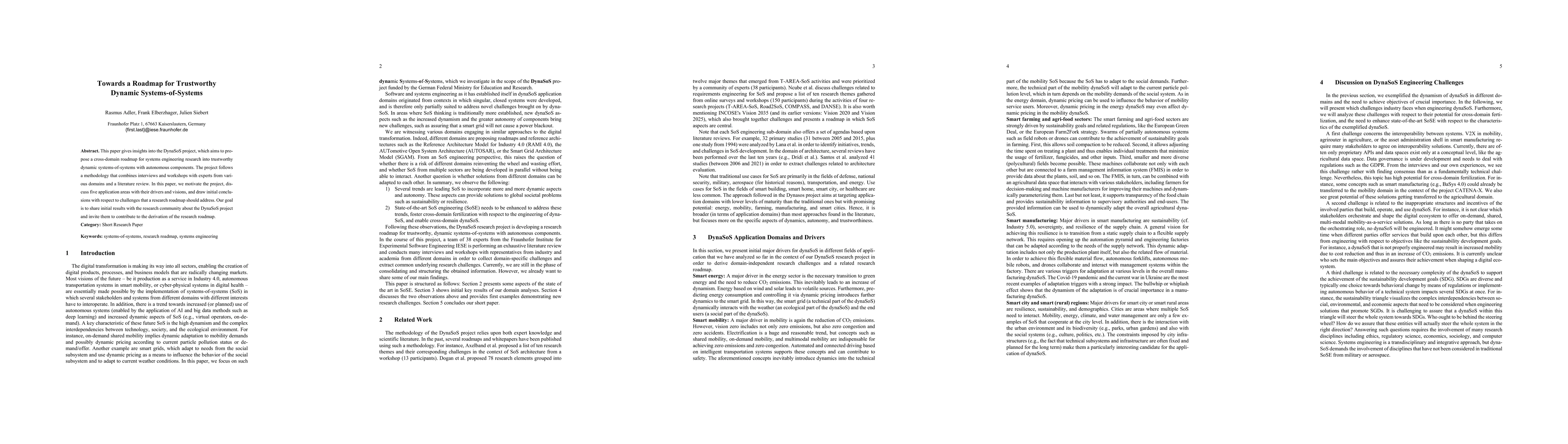 Thumbnail for Towards a Roadmap for Trustworthy Dynamic Systems-of-Systems