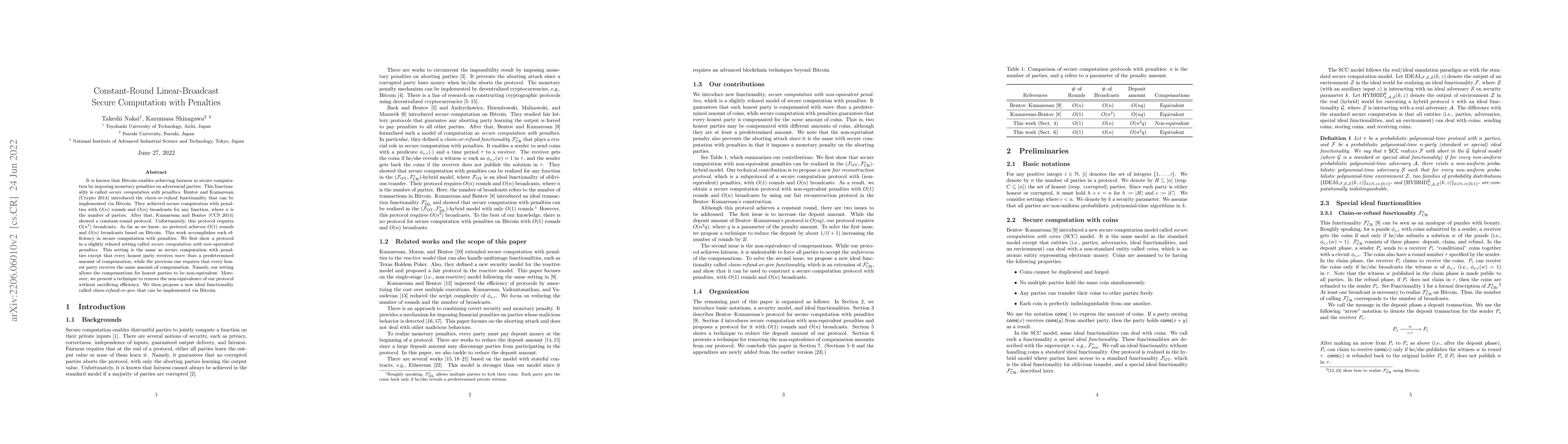 Thumbnail for Constant-Round Linear-Broadcast Secure Computation with Penalties