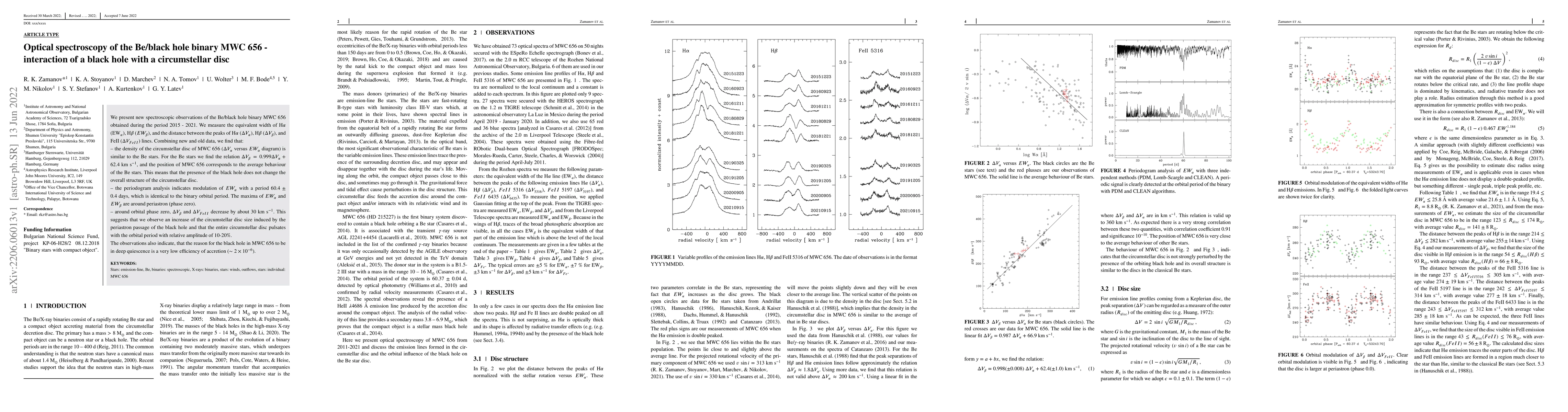 Thumbnail for Optical spectroscopy of the Be/black hole binary MWC656 -- interaction
  of a black hole with a circumstellar disc