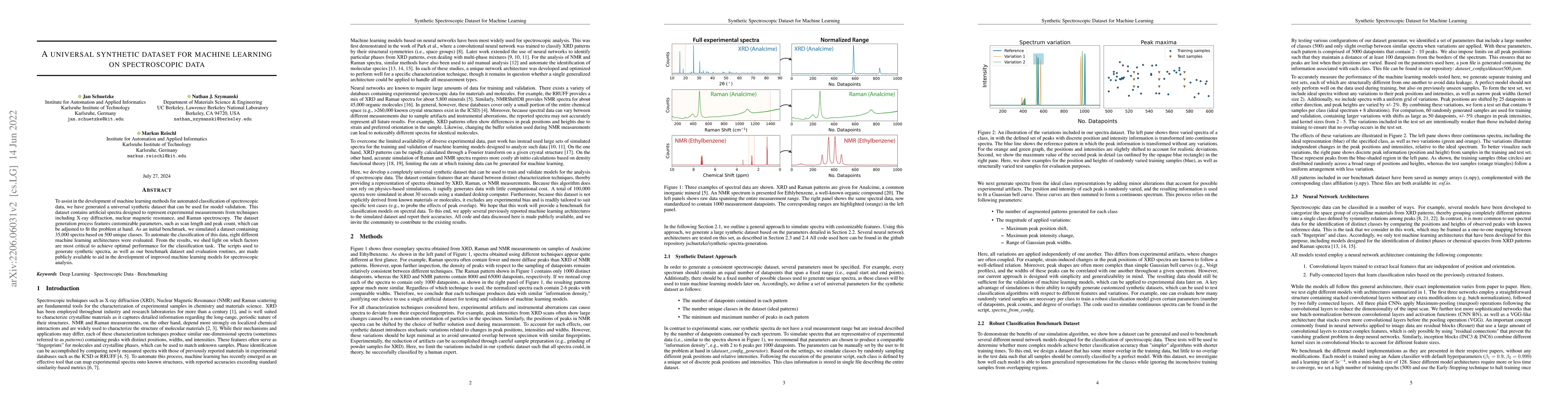 Thumbnail for A universal synthetic dataset for machine learning on spectroscopic data