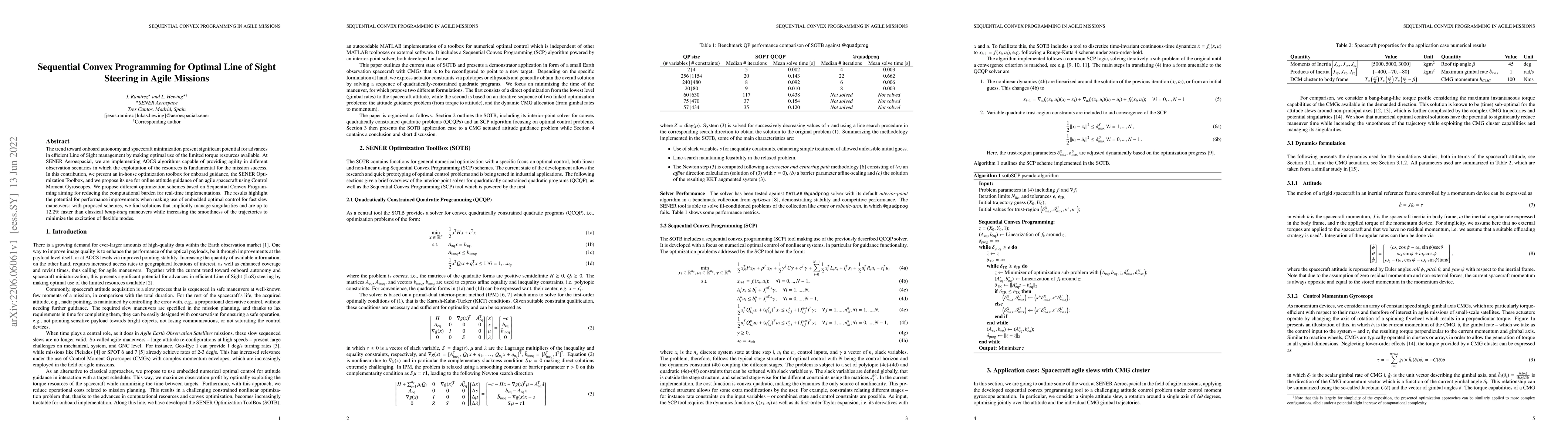 Thumbnail for Sequential Convex Programming for Optimal Line of Sight Steering in
  Agile Missions