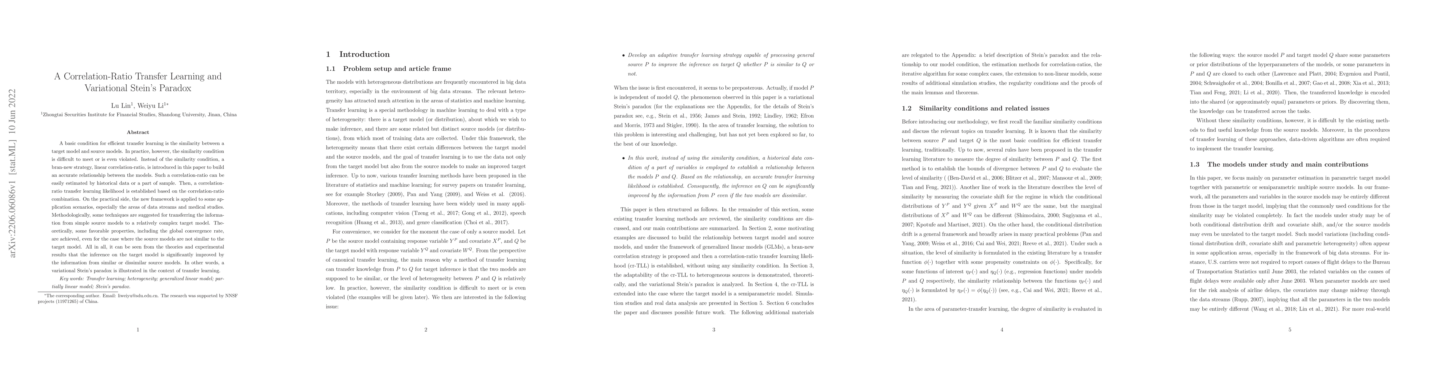 Thumbnail for A Correlation-Ratio Transfer Learning and Variational Stein's Paradox
