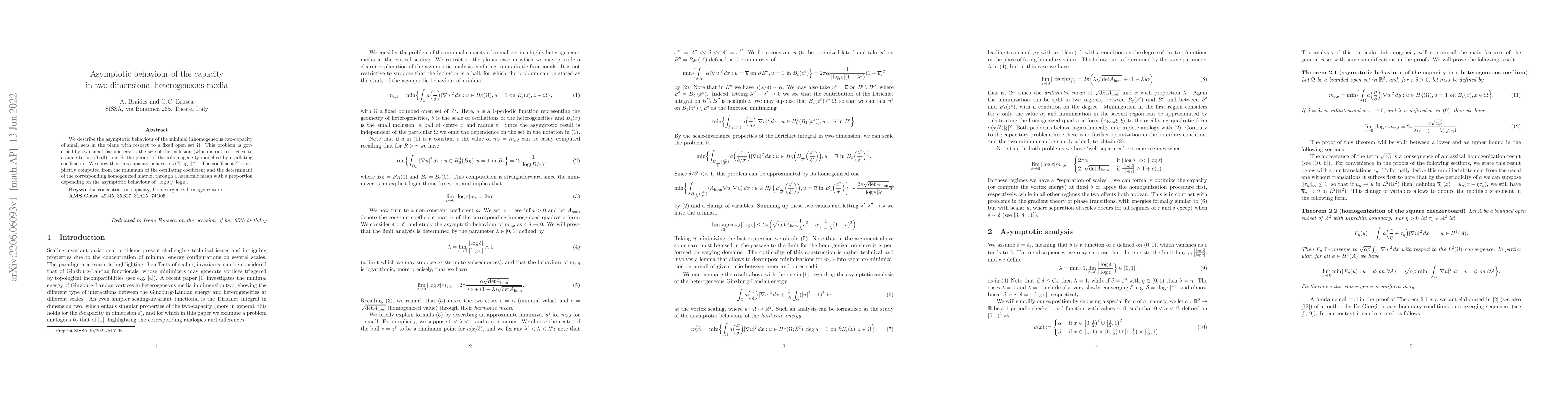 Thumbnail for Asymptotic behaviour of the capacity in two-dimensional heterogeneous
  media