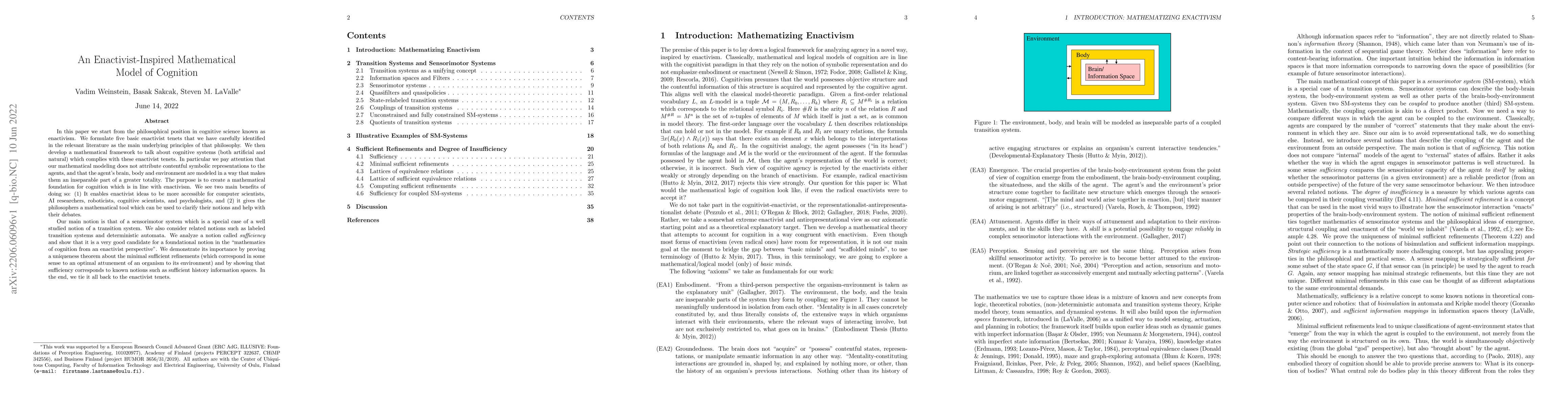 Thumbnail for An Enactivist-Inspired Mathematical Model of Cognition