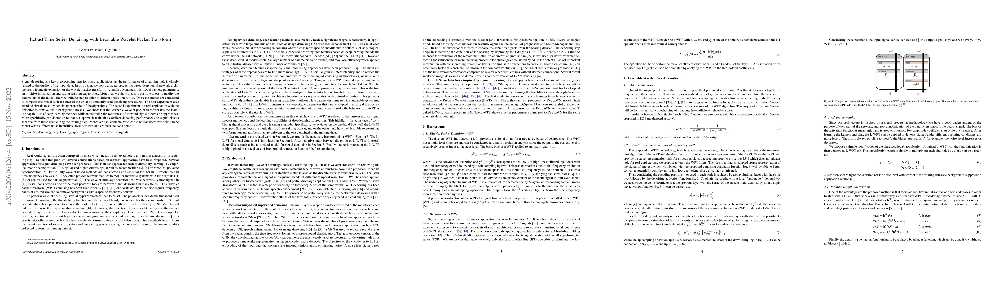 Thumbnail for Robust Time Series Denoising with Learnable Wavelet Packet Transform
