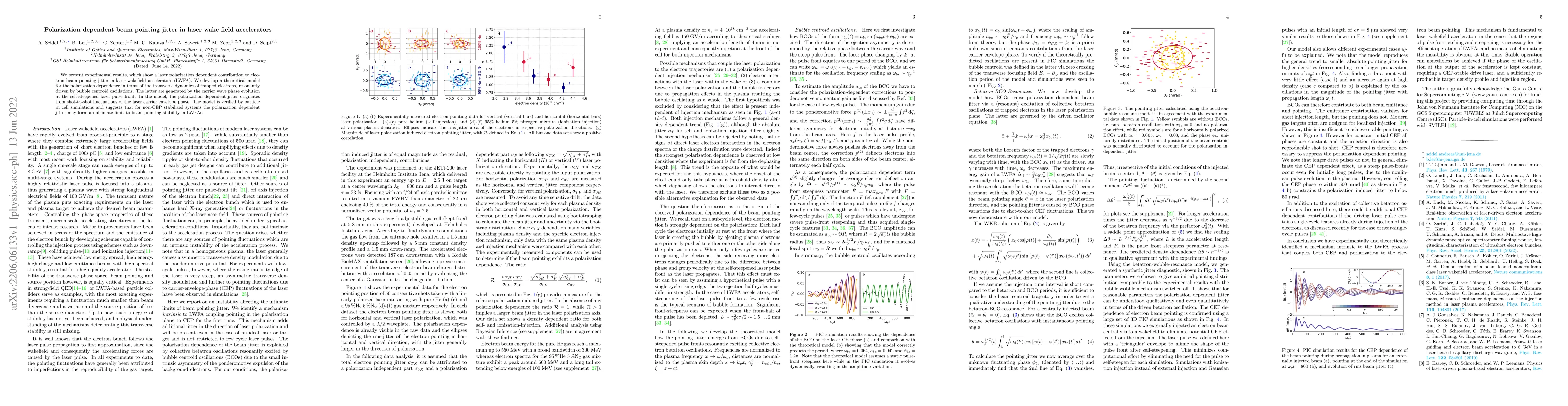 Thumbnail for Polarization dependent beam pointing jitter in laser wake field
  accelerators