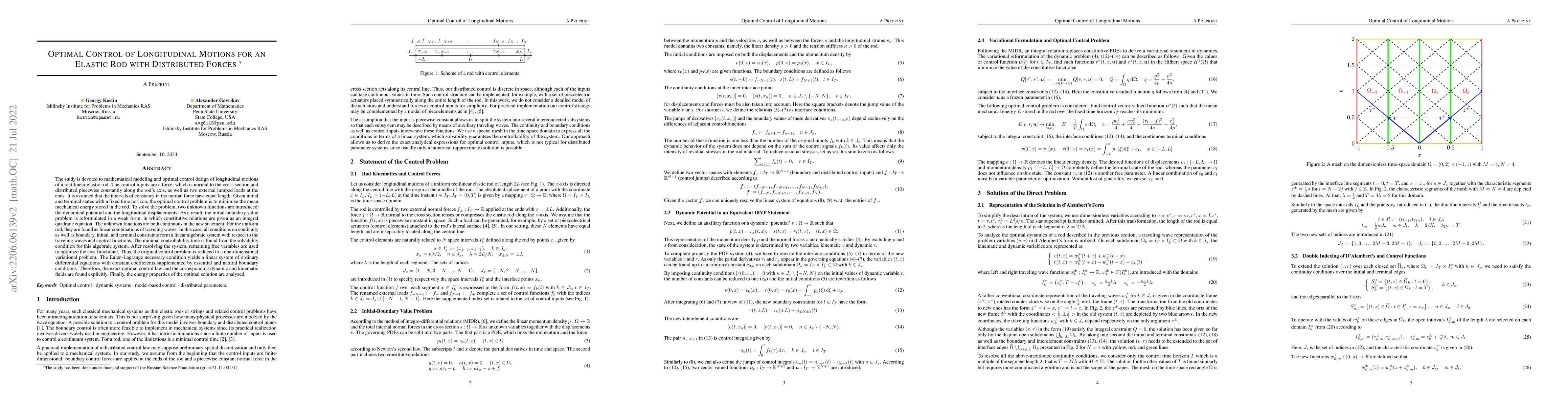 Thumbnail for Optimal Control of Longitudinal Motions for an Elastic Rod with
  Distributed Forces