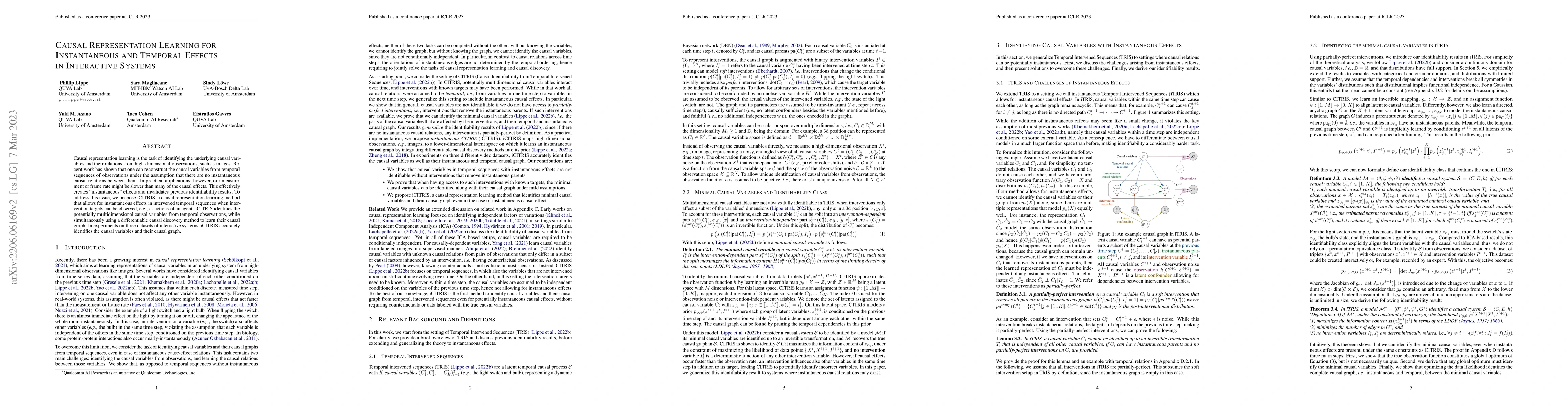 Thumbnail for Causal Representation Learning for Instantaneous and Temporal Effects in
  Interactive Systems