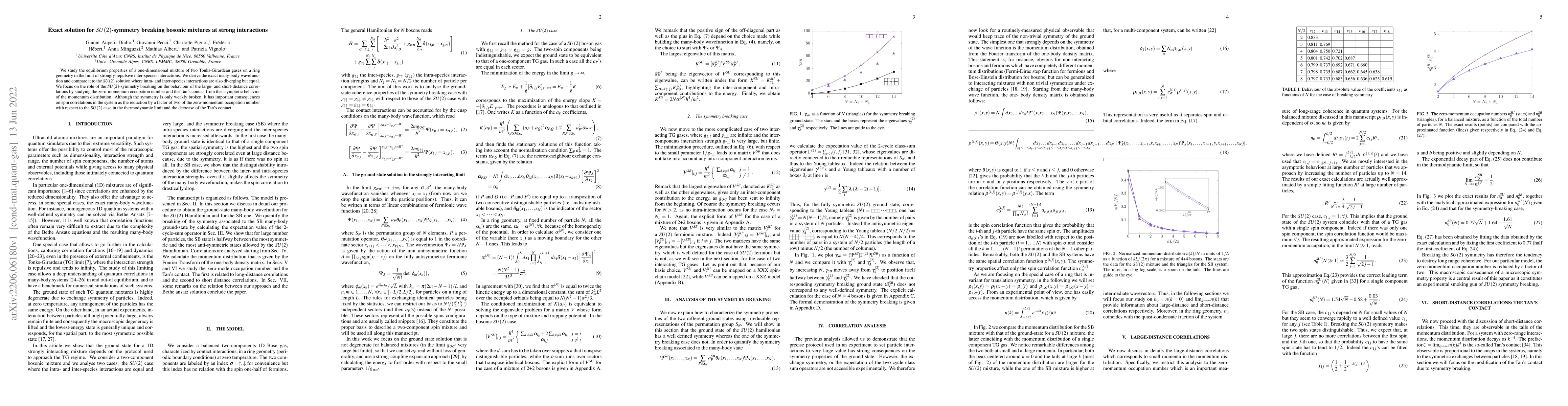 Thumbnail for Exact solution for $SU(2)$-symmetry breaking bosonic mixtures at strong
  interactions