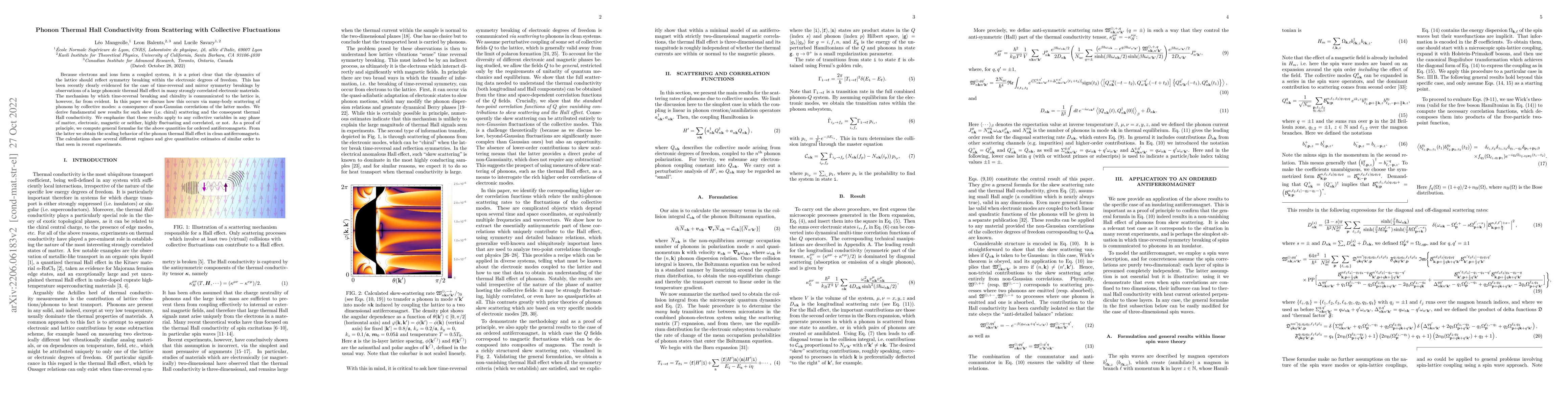 Thumbnail for Phonon Thermal Hall Conductivity from Scattering with Collective
  Fluctuations