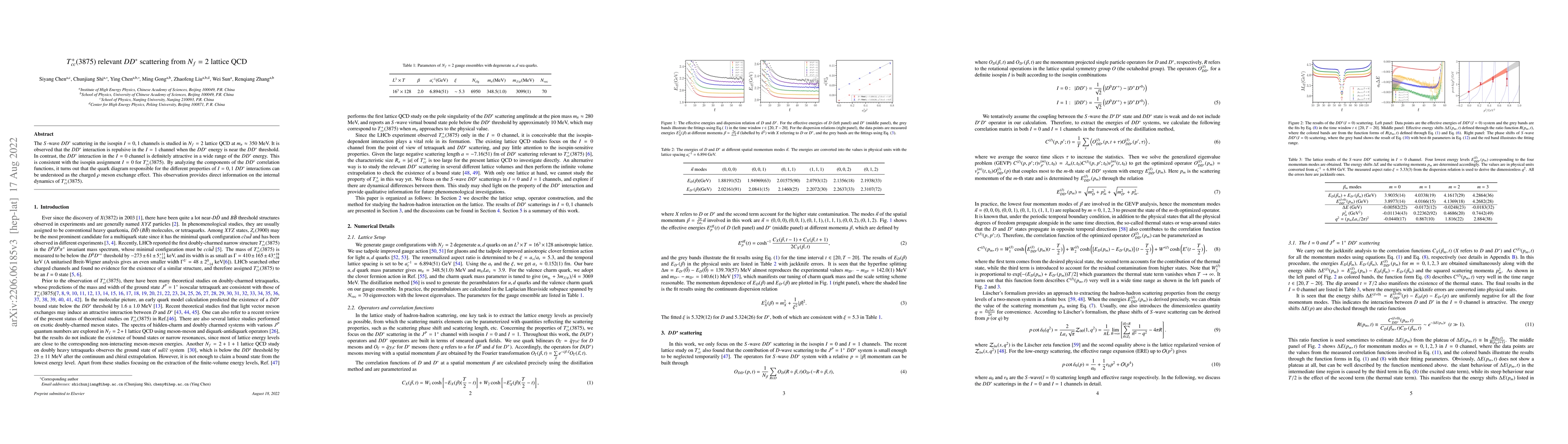 Thumbnail for $T_{cc}^{+}(3875)$ relevant $DD^*$ scattering from $N_f=2$ lattice QCD